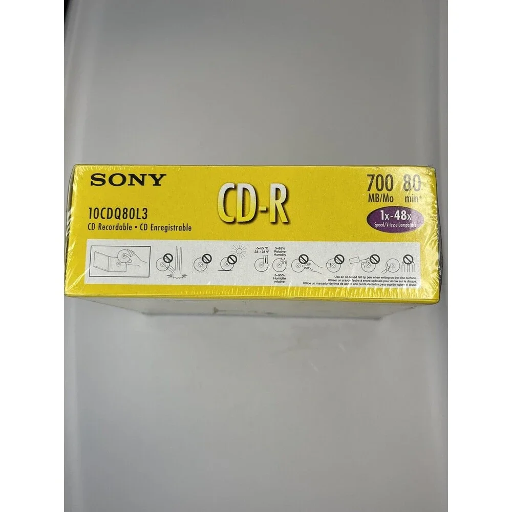 SONY CD-R Compact Discs 10 Pack 700 MB High Speed 80 min Jewel Cases CDR NEW